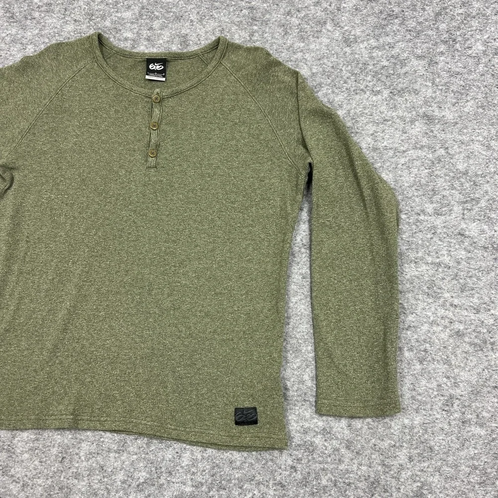 Nike Shirt Mens L Green Henley Crew Button Knit Pullover Thermal 6.0 Y2K